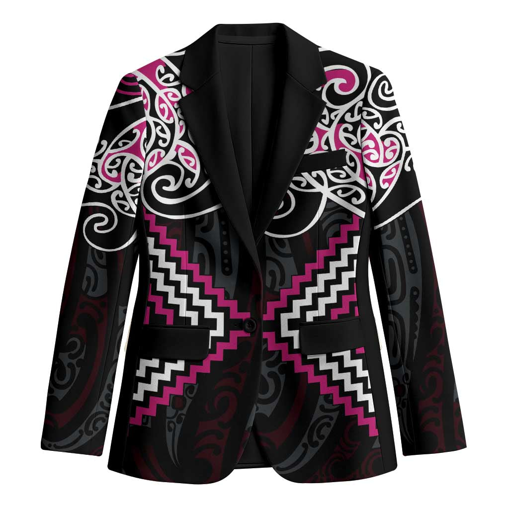 Pink Aotearoa Tukutuku Manawa Tapu Blazer Ta Moko Toi Maori LT9 Unisex Pink - Polynesian Pride