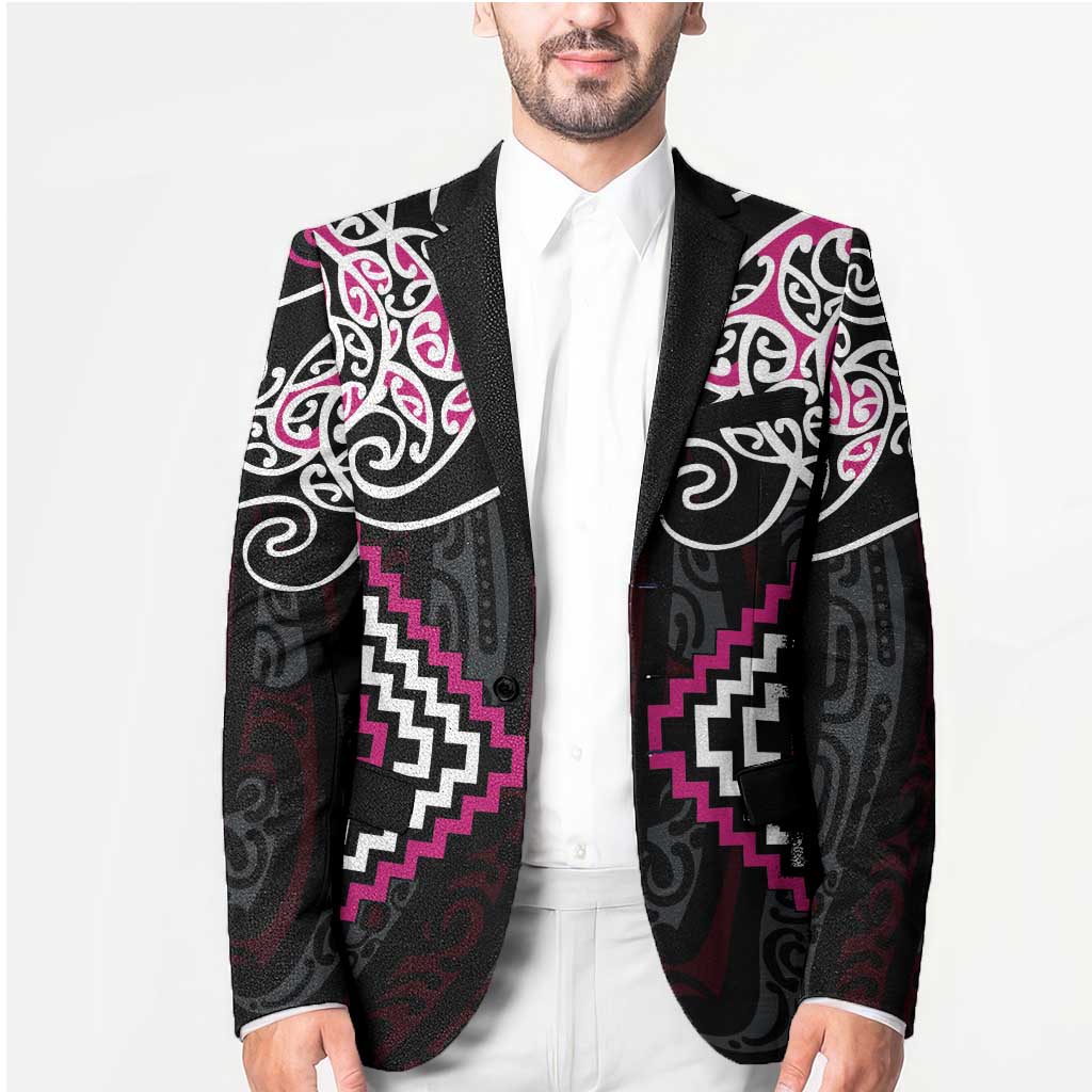 Pink Aotearoa Tukutuku Manawa Tapu Blazer Ta Moko Toi Maori LT9 - Polynesian Pride