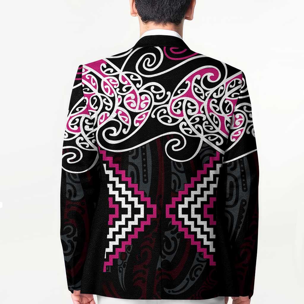 Pink Aotearoa Tukutuku Manawa Tapu Blazer Ta Moko Toi Maori LT9 - Polynesian Pride