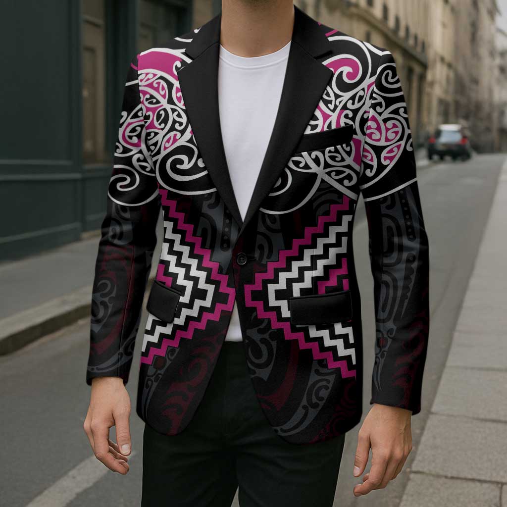 Pink Aotearoa Tukutuku Manawa Tapu Blazer Ta Moko Toi Maori LT9 - Polynesian Pride
