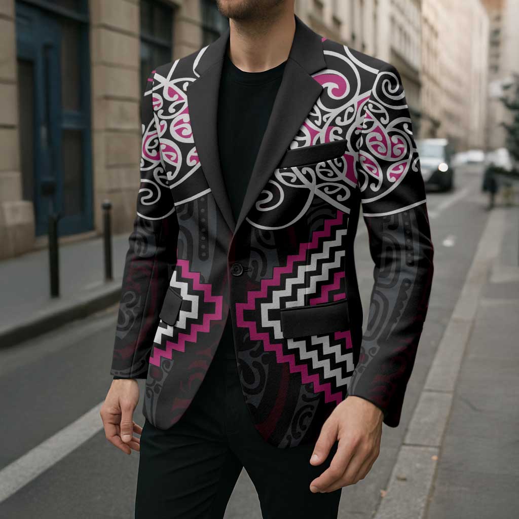 Pink Aotearoa Tukutuku Manawa Tapu Blazer Ta Moko Toi Maori LT9 - Polynesian Pride
