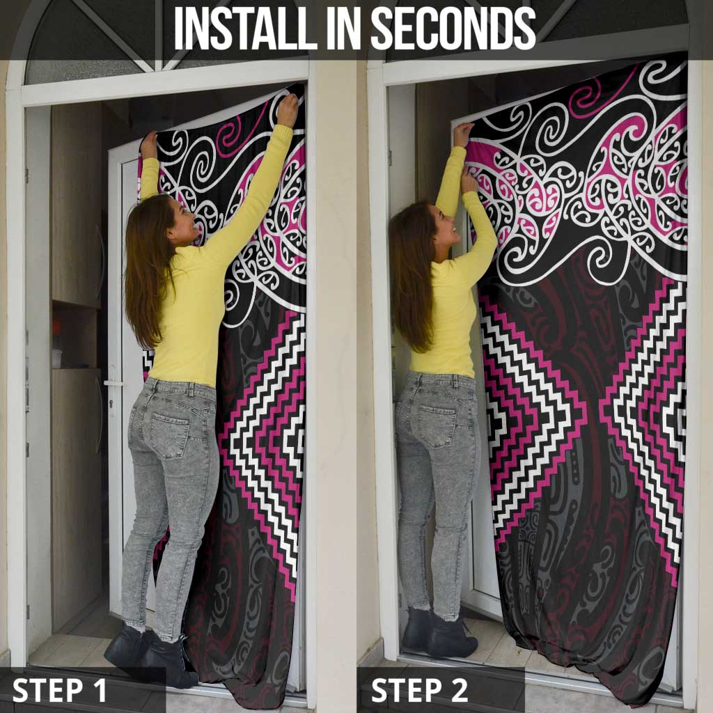 Pink Aotearoa Tukutuku Manawa Tapu Door Cover Ta Moko Toi Maori - Polynesian Pride