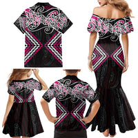 Pink Aotearoa Tukutuku Manawa Tapu Family Matching Mermaid Dress and Hawaiian Shirt Ta Moko Toi Maori LT9 - Polynesian Pride