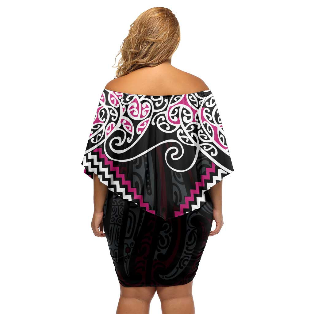 Pink Aotearoa Tukutuku Manawa Tapu Family Matching Off Shoulder Short Dress and Hawaiian Shirt Ta Moko Toi Maori LT9 - Polynesian Pride
