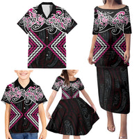 Pink Aotearoa Tukutuku Manawa Tapu Family Matching Puletasi and Hawaiian Shirt Ta Moko Toi Maori LT9 - Polynesian Pride