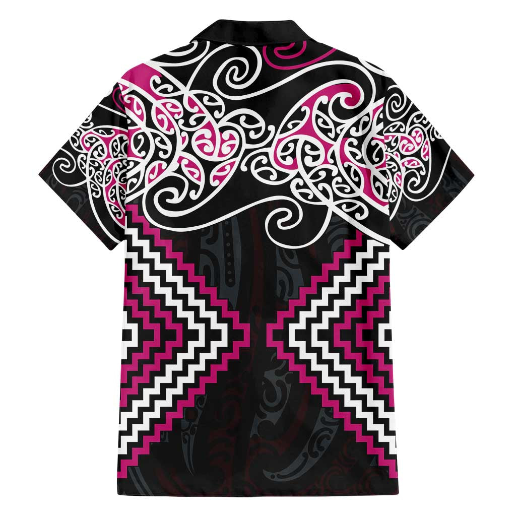 Pink Aotearoa Tukutuku Manawa Tapu Family Matching Short Sleeve Bodycon Dress and Hawaiian Shirt Ta Moko Toi Maori LT9 - Polynesian Pride