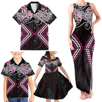 Pink Aotearoa Tukutuku Manawa Tapu Family Matching Tank Maxi Dress and Hawaiian Shirt Ta Moko Toi Maori LT9 - Polynesian Pride