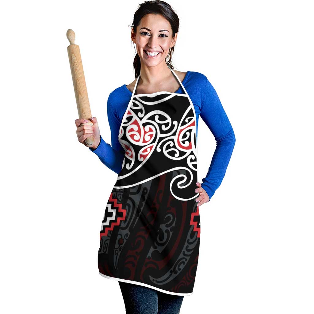 Red Aotearoa Tukutuku Manawa Tapu Apron Ta Moko Toi Maori LT9 - Polynesian Pride