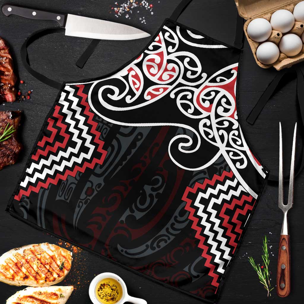 Red Aotearoa Tukutuku Manawa Tapu Apron Ta Moko Toi Maori LT9 Red - Polynesian Pride