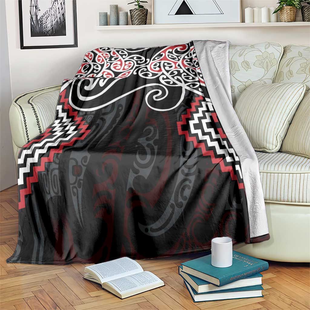 Red Aotearoa Tukutuku Manawa Tapu Blanket Ta Moko Toi Maori LT9 Red - Polynesian Pride