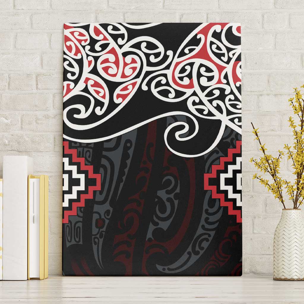 Red Aotearoa Tukutuku Manawa Tapu Canvas Wall Art Ta Moko Toi Maori LT9 Without Frame Red - Polynesian Pride