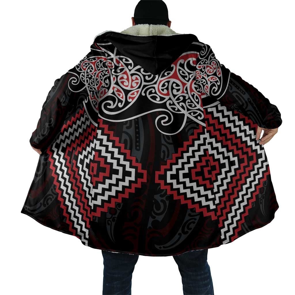 Red Aotearoa Tukutuku Manawa Tapu Cloak Ta Moko Toi Maori LT9 - Polynesian Pride