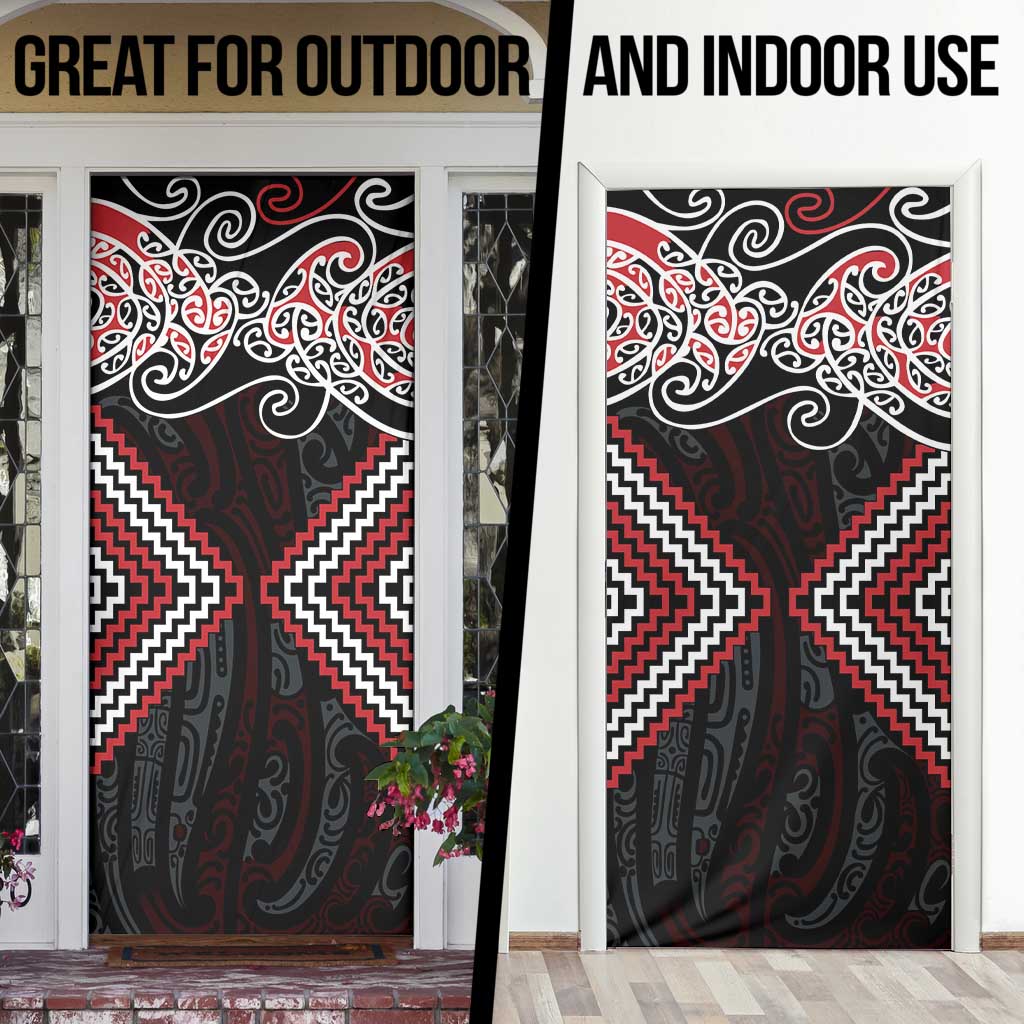 Red Aotearoa Tukutuku Manawa Tapu Door Cover Ta Moko Toi Maori - Polynesian Pride