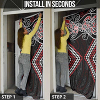 Red Aotearoa Tukutuku Manawa Tapu Door Cover Ta Moko Toi Maori - Polynesian Pride