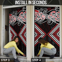 Red Aotearoa Tukutuku Manawa Tapu Door Cover Ta Moko Toi Maori - Polynesian Pride
