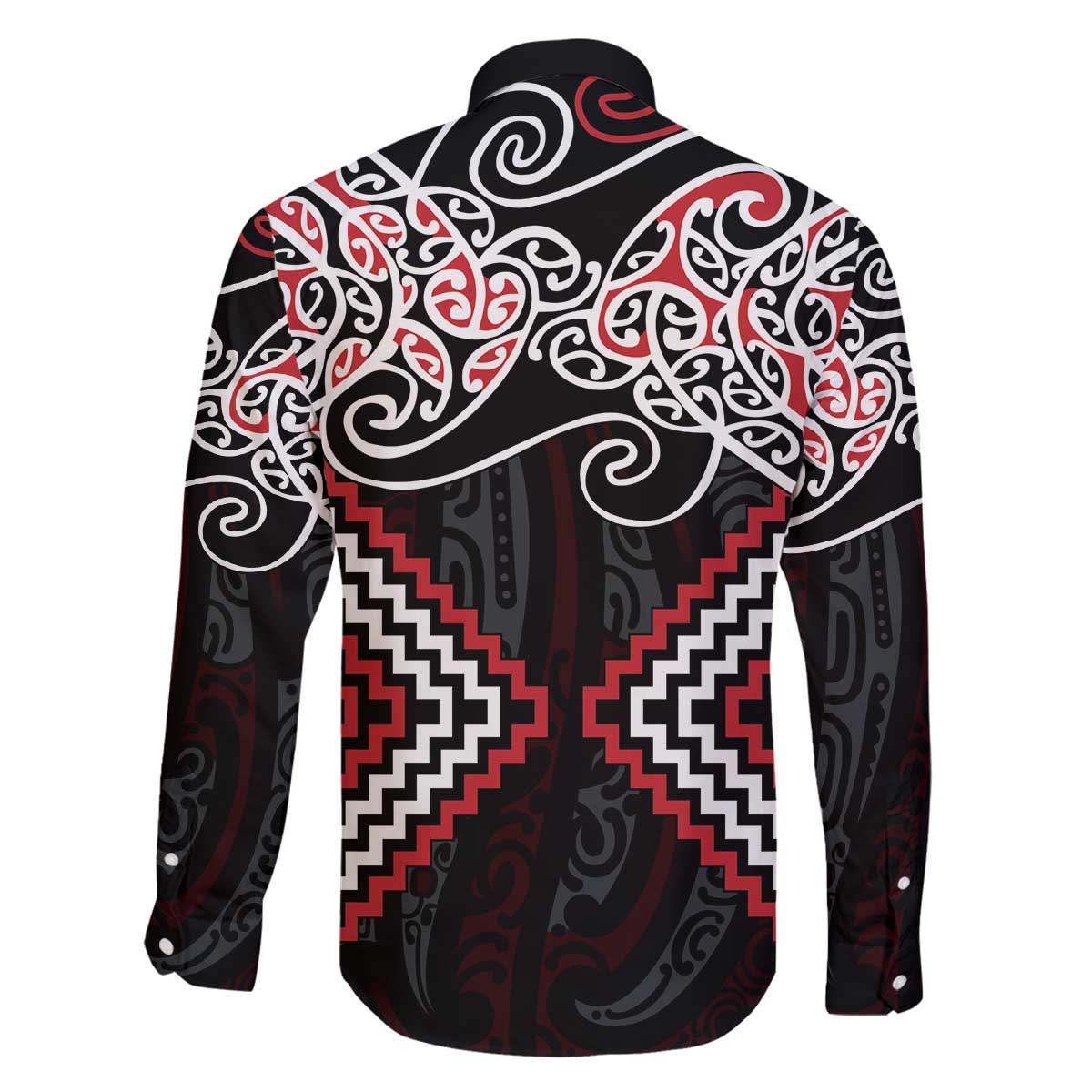 Red Aotearoa Tukutuku Manawa Tapu Family Matching Off The Shoulder Long Sleeve Dress and Hawaiian Shirt Ta Moko Toi Maori LT9 - Polynesian Pride