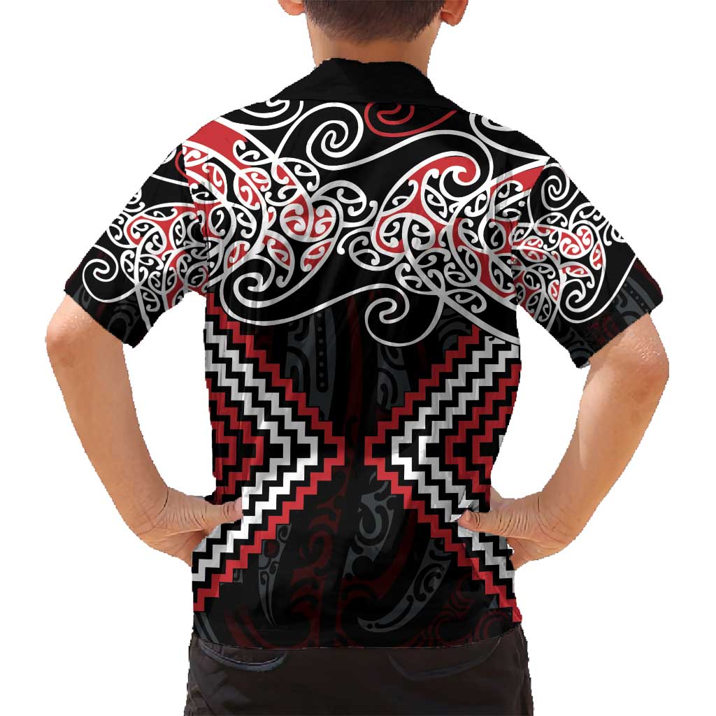 Red Aotearoa Tukutuku Manawa Tapu Family Matching Off Shoulder Maxi Dress and Hawaiian Shirt Ta Moko Toi Maori LT9 - Polynesian Pride