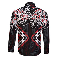 Red Aotearoa Tukutuku Manawa Tapu Family Matching Off Shoulder Maxi Dress and Hawaiian Shirt Ta Moko Toi Maori LT9 - Polynesian Pride