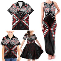 Red Aotearoa Tukutuku Manawa Tapu Family Matching Tank Maxi Dress and Hawaiian Shirt Ta Moko Toi Maori LT9 - Polynesian Pride
