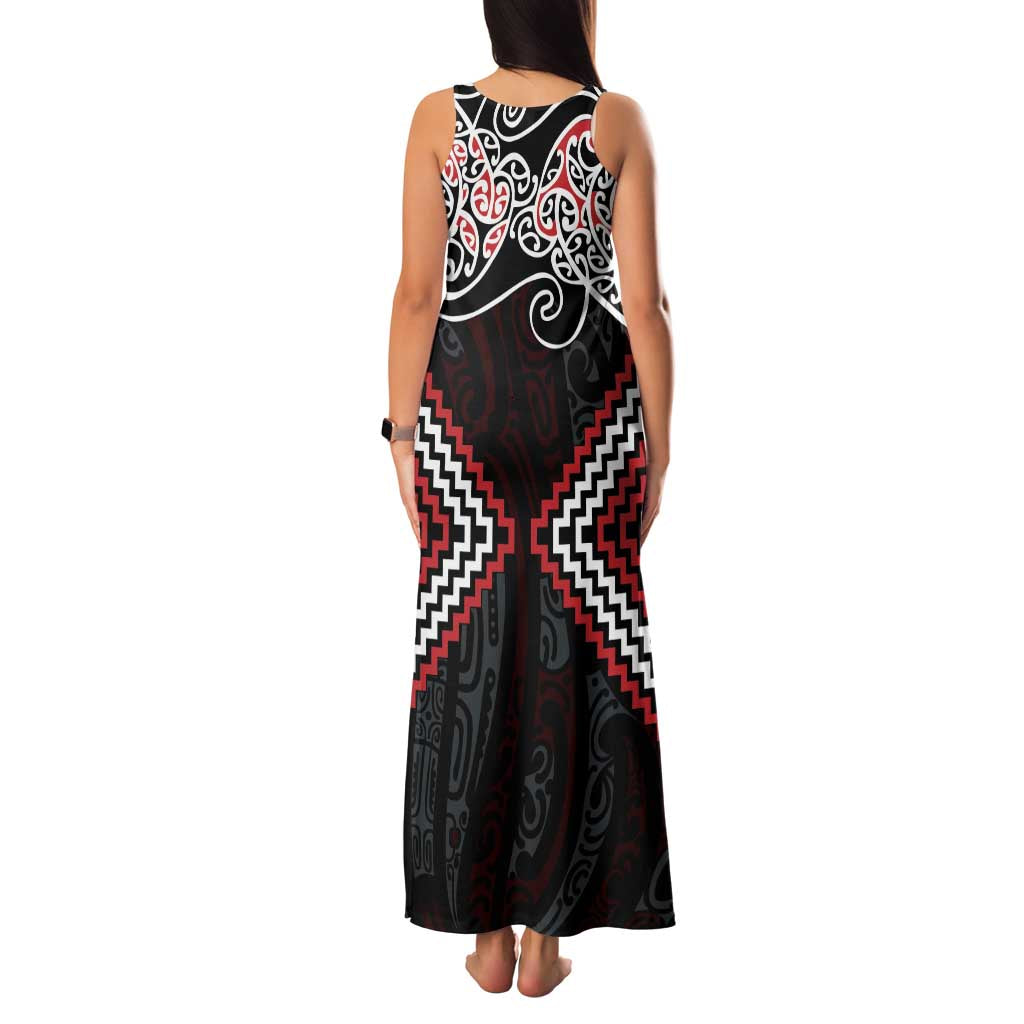 Red Aotearoa Tukutuku Manawa Tapu Family Matching Tank Maxi Dress and Hawaiian Shirt Ta Moko Toi Maori LT9 - Polynesian Pride
