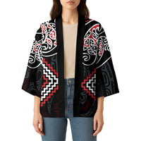 Red Aotearoa Tukutuku Manawa Tapu Kimono Ta Moko Toi Maori - Polynesian Pride