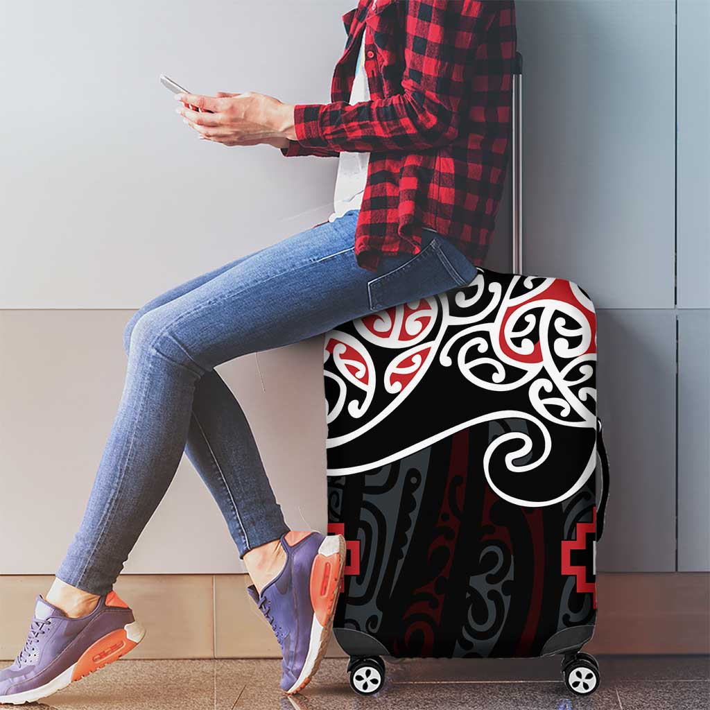 Red Aotearoa Tukutuku Manawa Tapu Luggage Cover Ta Moko Toi Maori