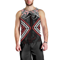 Red Aotearoa Tukutuku Manawa Tapu Men Tank Top Ta Moko Toi Maori