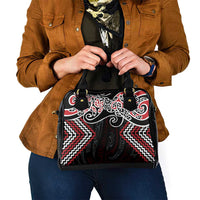 Red Aotearoa Tukutuku Manawa Tapu Shoulder Handbag Ta Moko Toi Maori
