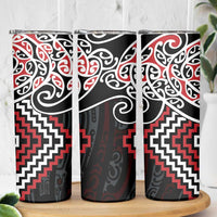 Red Aotearoa Tukutuku Manawa Tapu Skinny Tumbler Ta Moko Toi Maori LT9 - Polynesian Pride