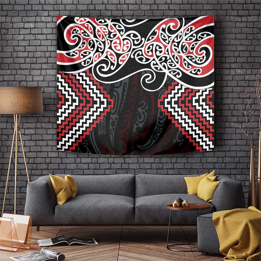 Red Aotearoa Tukutuku Manawa Tapu Tapestry Ta Moko Toi Maori LT9 Red - Polynesian Pride