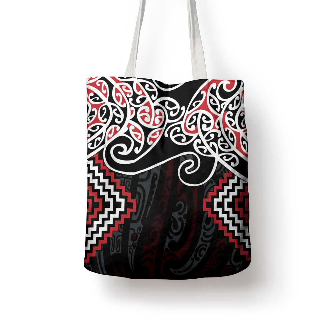 Red Aotearoa Tukutuku Manawa Tapu Tote Bag Ta Moko Toi Maori - Polynesian Pride