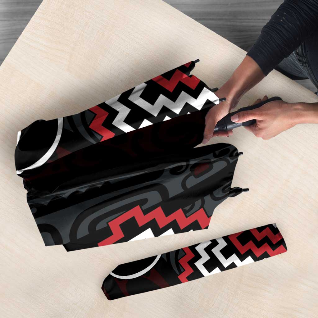 Red Aotearoa Tukutuku Manawa Tapu Umbrella Ta Moko Toi Maori - Polynesian Pride