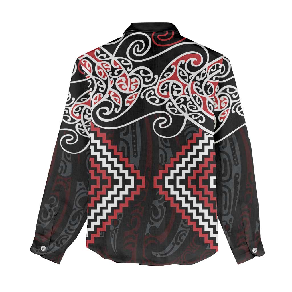 Red Aotearoa Tukutuku Manawa Tapu Women Casual Shirt Ta Moko Toi Maori LT9 - Polynesian Pride