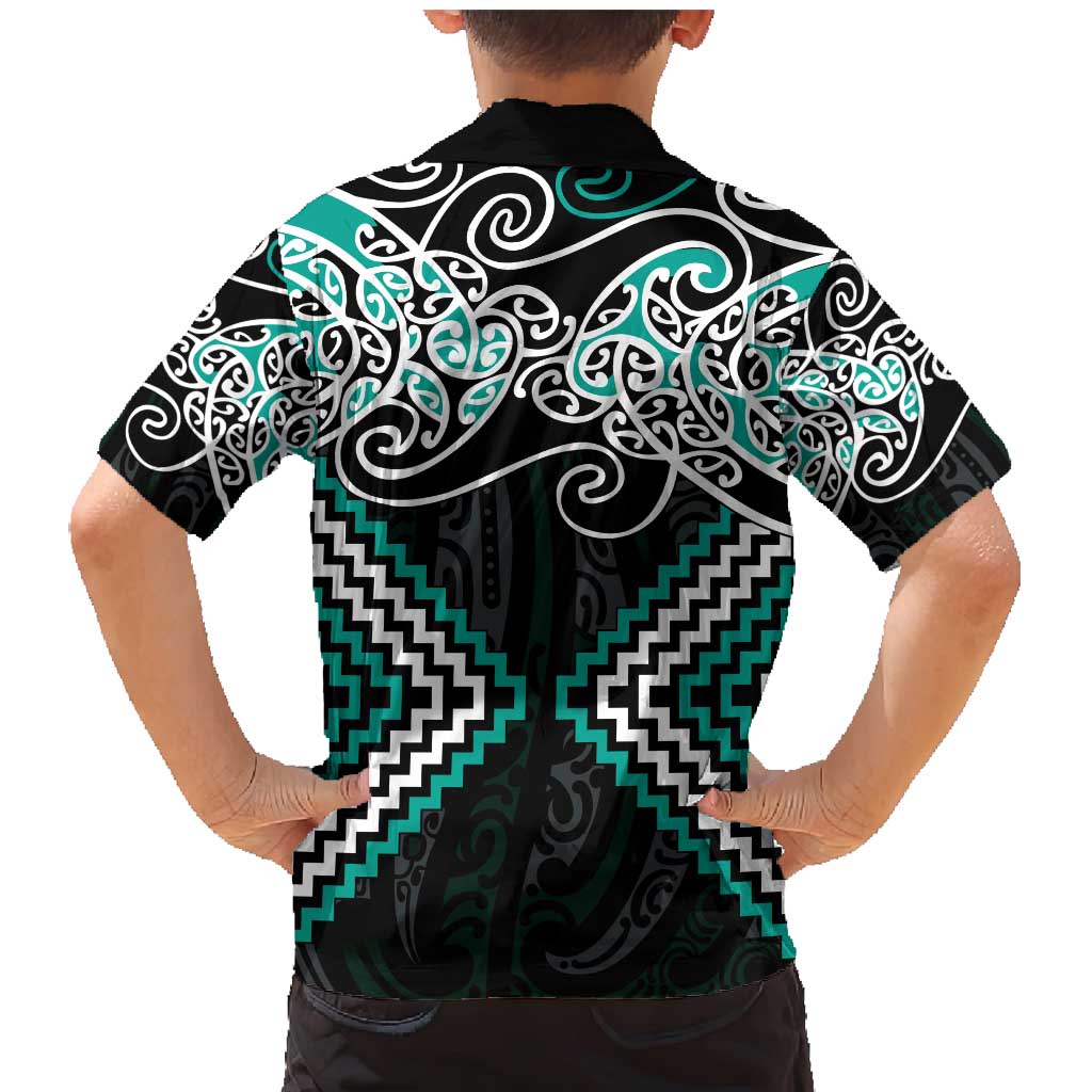 Turquoise Aotearoa Tukutuku Manawa Tapu Family Matching Mermaid Dress and Hawaiian Shirt Ta Moko Toi Maori LT9 - Polynesian Pride
