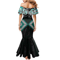 Turquoise Aotearoa Tukutuku Manawa Tapu Family Matching Mermaid Dress and Hawaiian Shirt Ta Moko Toi Maori LT9 - Polynesian Pride