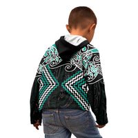 Turquoise Aotearoa Tukutuku Manawa Tapu Kid Hoodie Ta Moko Toi Maori LT9 - Polynesian Pride