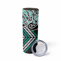 Turquoise Aotearoa Tukutuku Manawa Tapu Skinny Tumbler Ta Moko Toi Maori LT9 - Polynesian Pride