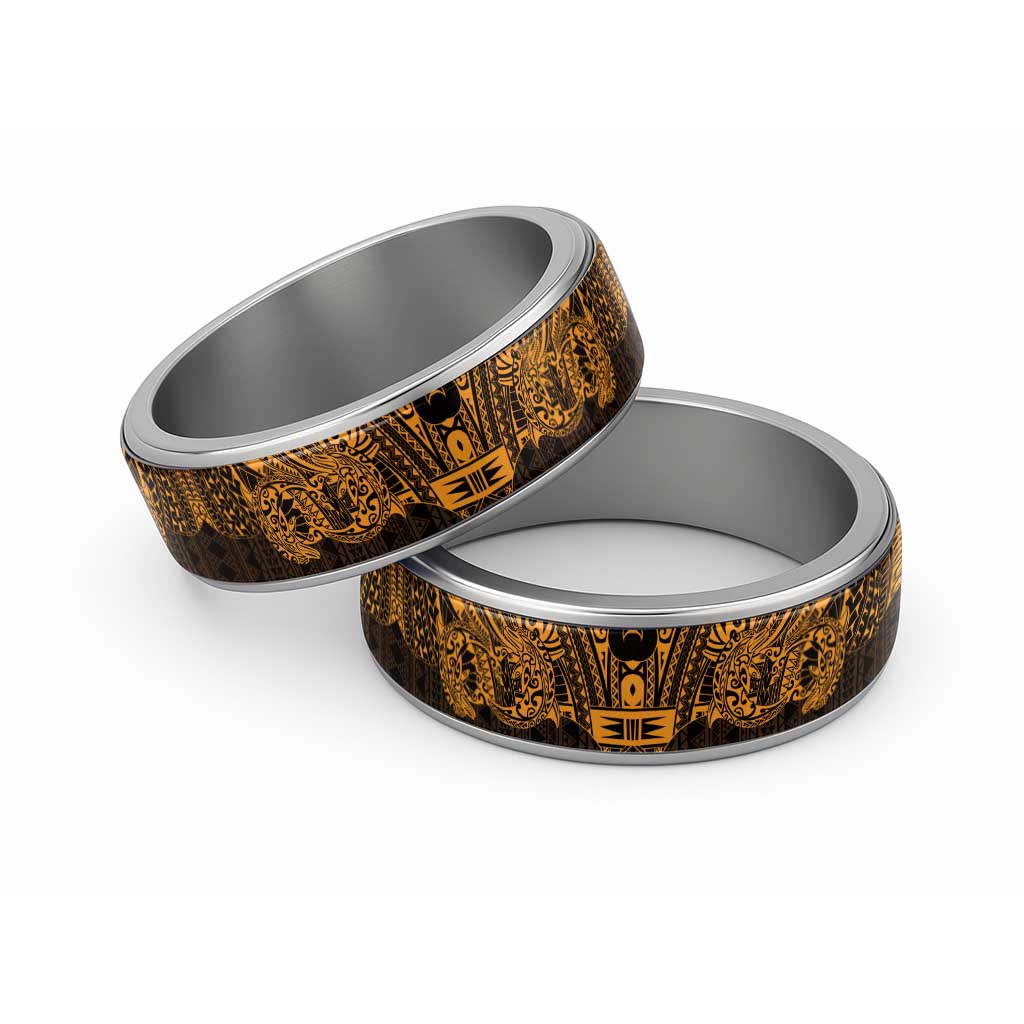 Gold Couple Dolphins Maori Polynesian Style Classic Ring - Polynesian Pride