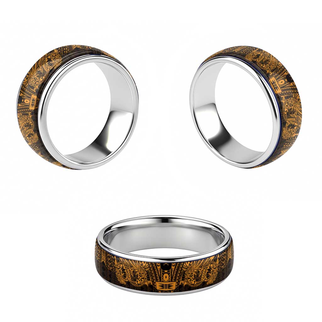Gold Couple Dolphins Maori Polynesian Style Classic Ring - Polynesian Pride