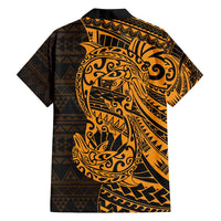 Gold Couple Dolphins Maori Polynesian Style Family Matching Long Sleeve Bodycon Dress and Hawaiian Shirt LT9 - Polynesian Pride