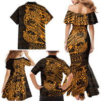 Gold Couple Dolphins Maori Polynesian Style Family Matching Mermaid Dress and Hawaiian Shirt LT9 - Polynesian Pride