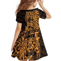 Gold Couple Dolphins Maori Polynesian Style Family Matching Off Shoulder Maxi Dress and Hawaiian Shirt LT9 - Polynesian Pride