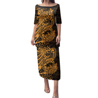 Gold Couple Dolphins Maori Polynesian Style Family Matching Puletasi and Hawaiian Shirt LT9 Mom's Dress Gold - Polynesian Pride