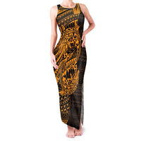 Gold Couple Dolphins Maori Polynesian Style Family Matching Tank Maxi Dress and Hawaiian Shirt LT9 Mom's Dress Gold - Polynesian Pride