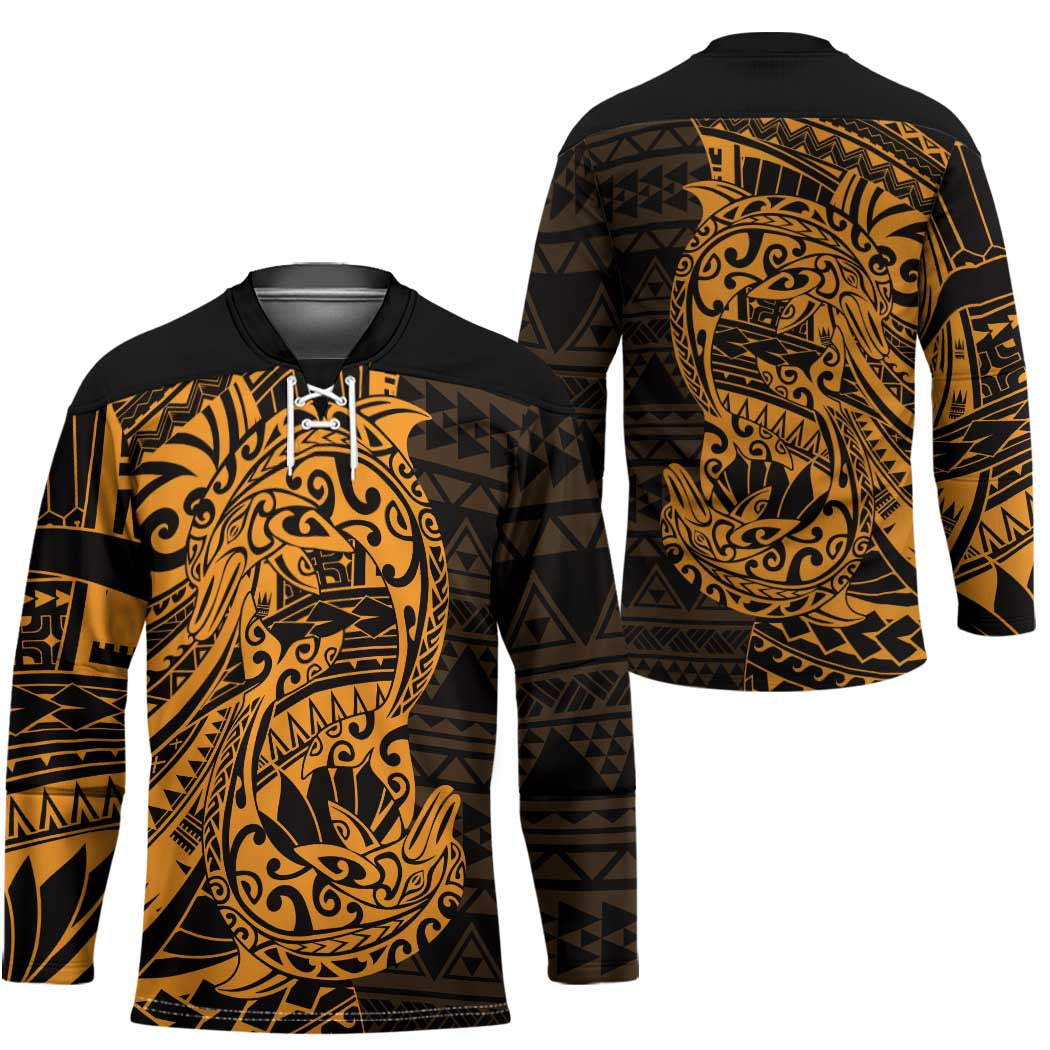 Gold Couple Dolphins Maori Polynesian Style Hockey Jersey - Polynesian Pride