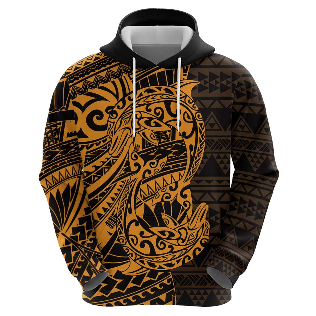 Gold Couple Dolphins Maori Polynesian Style Hoodie