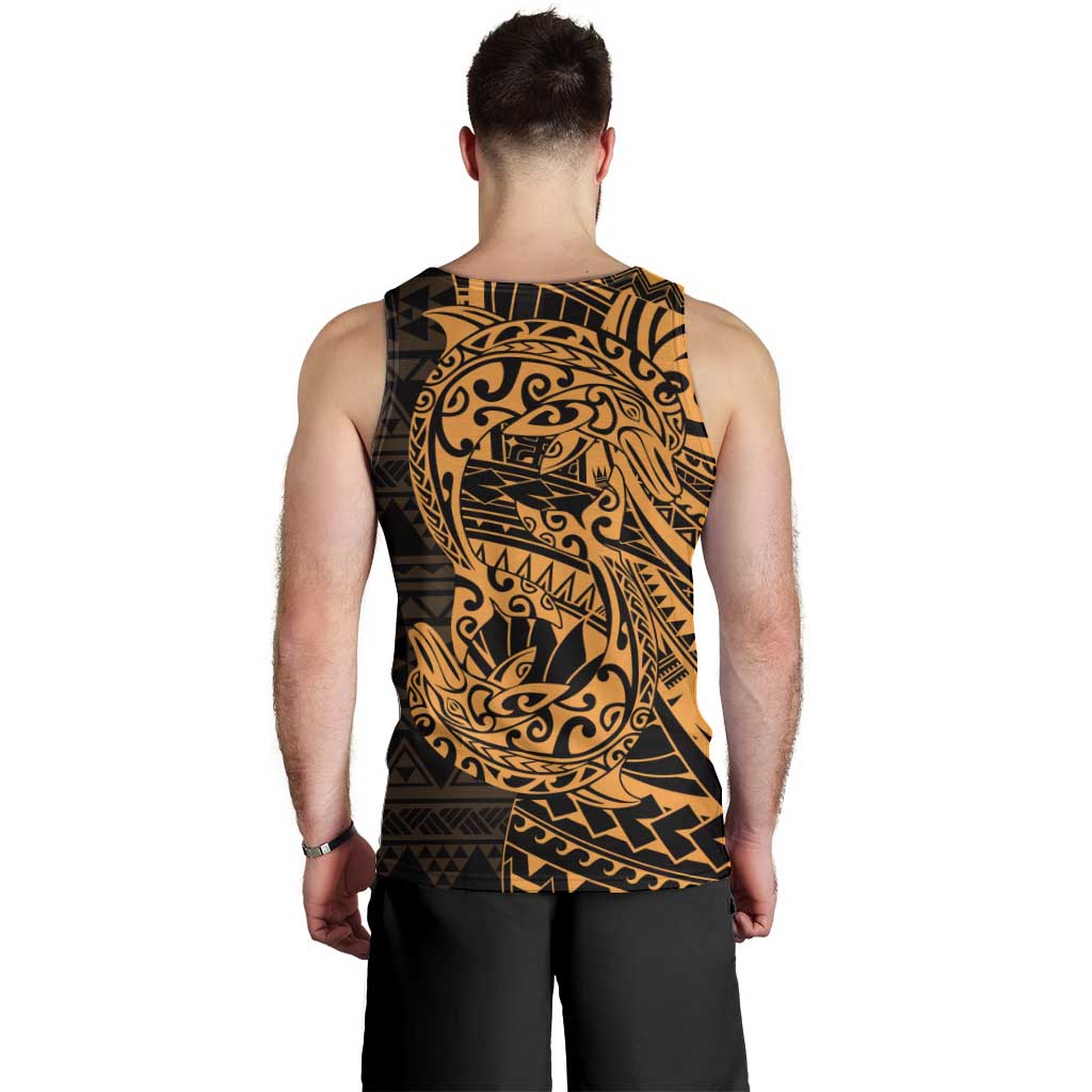 Gold Couple Dolphins Maori Polynesian Style Men Tank Top