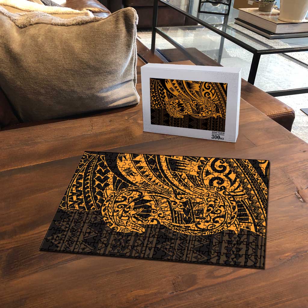 Gold Couple Dolphins Maori Polynesian Style Puzzle - Polynesian Pride