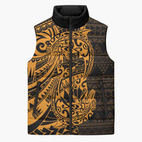 Gold Couple Dolphins Maori Polynesian Style Sleeveless Puffer Jacket - Polynesian Pride