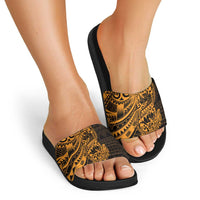Gold Couple Dolphins Maori Polynesian Style Slide Sandals - Polynesian Pride